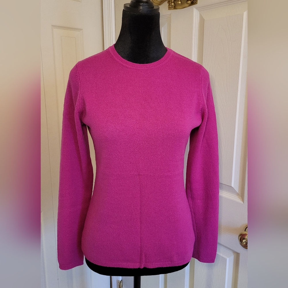 Charter Club 2-Ply Cashmere Long Sleeve Crew Neck Pink Pullover Sweater Size S